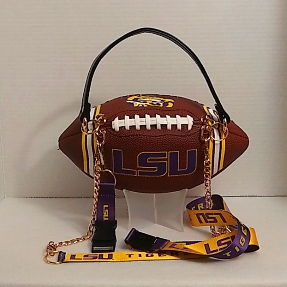 LIMITED EDITION HANDMADE Football Purse NCAA COLLEGE (LSU TIGERS) 🏈 - Picture 4 of 17